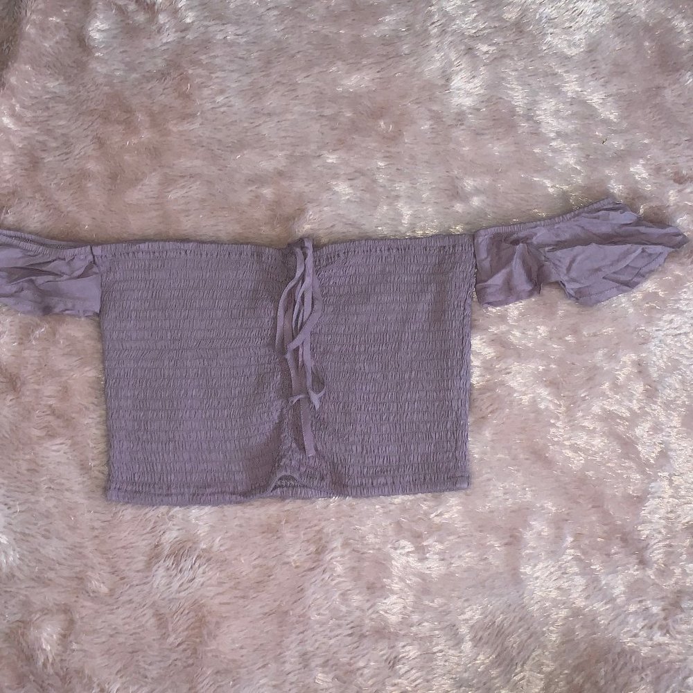 Faded Purple Off the Shoulder Crop Top